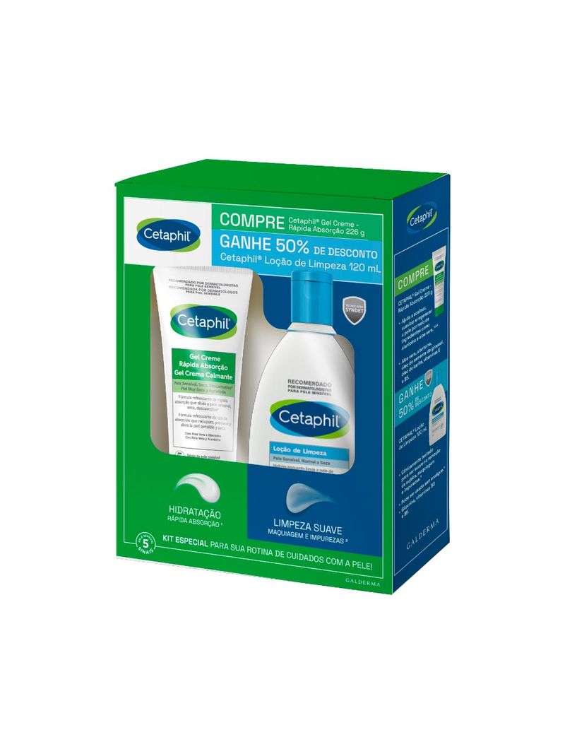 Hidratante-Cetaphil-226gr-Gel-Creme-Rapida-Absorcao--120ml-Locao--De--Limpeza-Promocional
