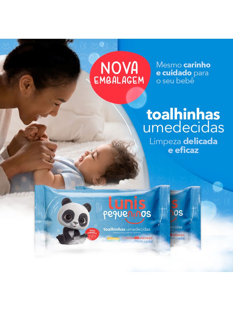 Toalhinhas-Umedecidas-Lunis-Pequeninos-Com-60-Unidades