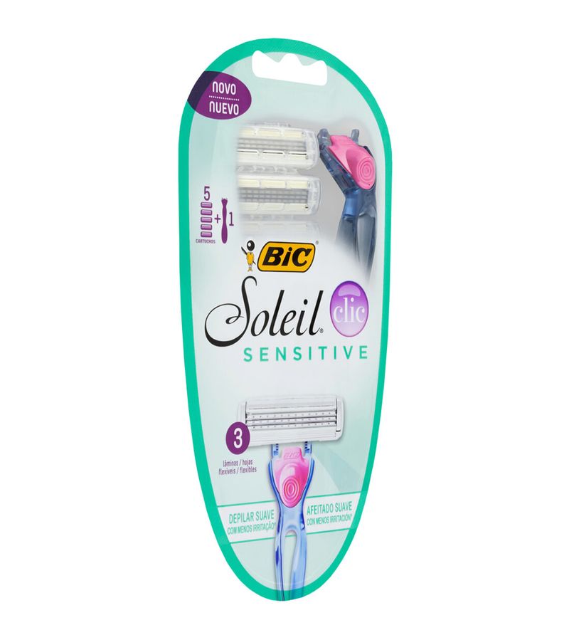 Aparelho-lamina-Bic-Soleil-Clic-Com-1-Aparelho---5-Cartuchos-Sensitive