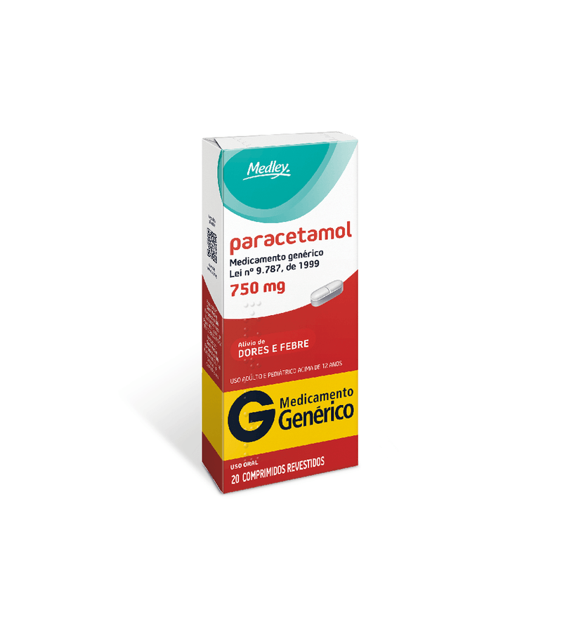 Paracetamol-Medley-750mg-Com-20-Comprimidos