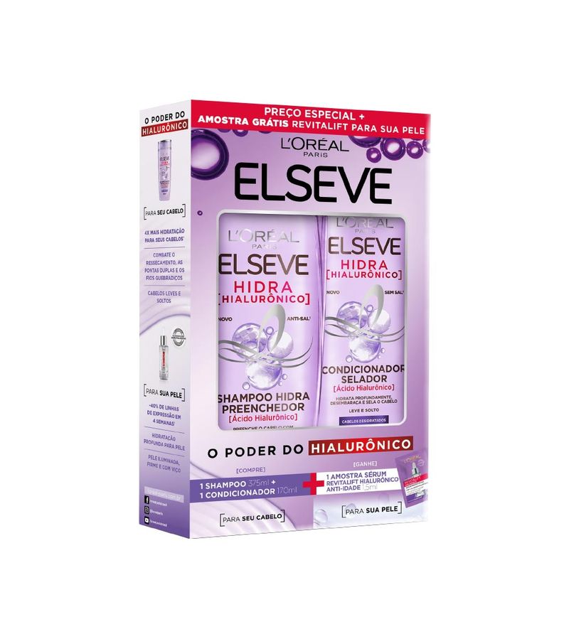 Shampoo---Condicionador-Elseve-375-170ml-Hidra-Hialuronico---Amostra--Serum-Revitalift-Especial