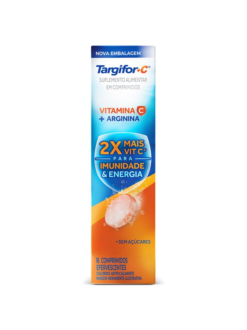 Targifor-C-Aspartato-De-Arginina-1g---Vitamina-C-1g-16-Comprimidos--Efervescentes