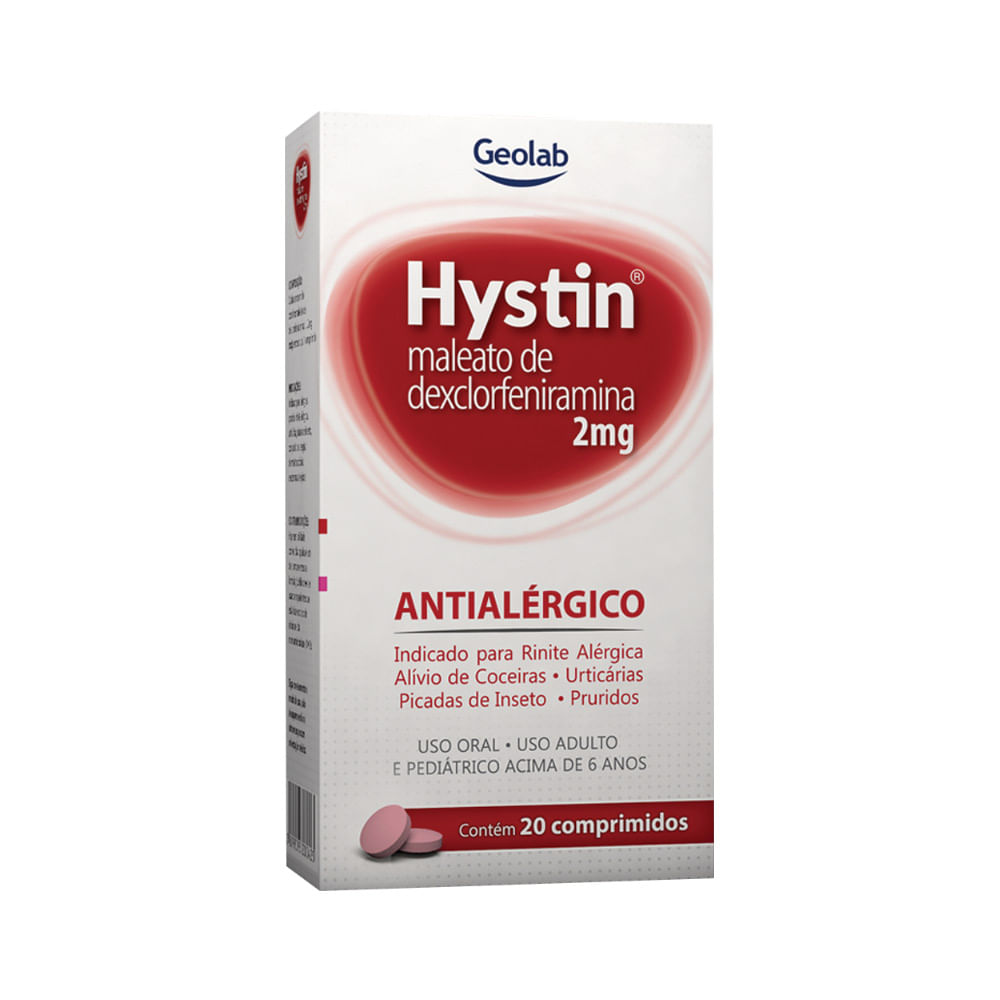 HYSTIN COM 20 COMPRIMIDOS 2MG - Preço Popular