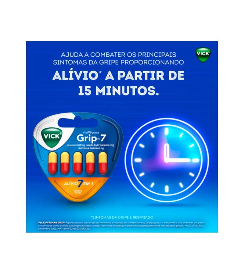 Vick Pyrena Grip-7 Gripe Com 5 Capsulas 400+4+4mg Resfriado - Preço Popular