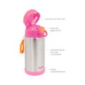 Copo Termico Parede Buba 400ml Com Canudo Rosa