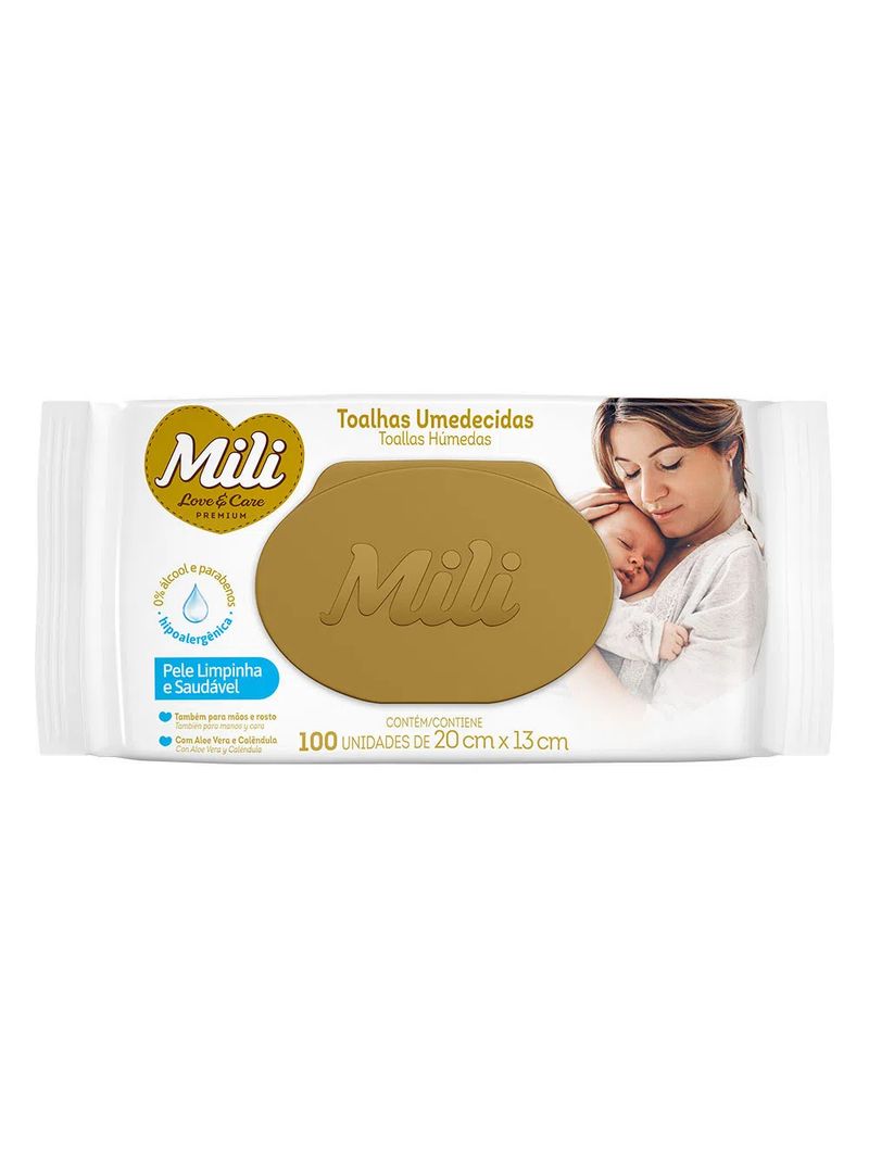 Toalhinhas-Umedecidas-Mili-Love-E-Care-100-Unidades