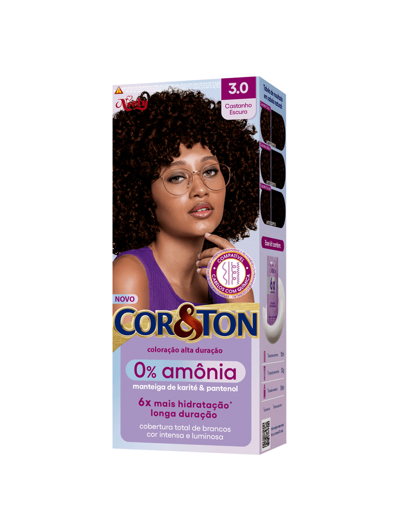 Tintura-Cor<->-<->ton-Temporaria-Sem-Amonia-3.0-Castanho-Escuro