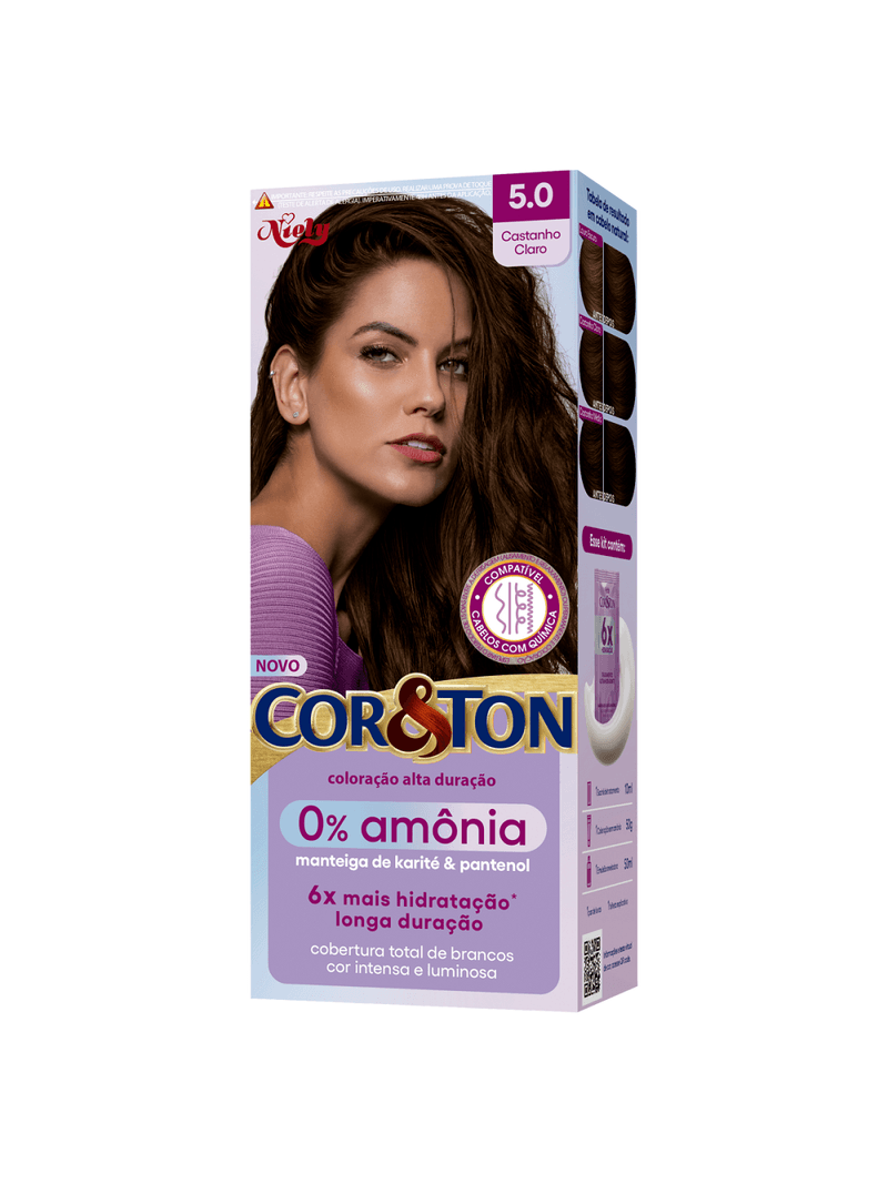 Tintura-Cor<->-<->ton-Temporaria-Sem-Amonia-5.0-Castanho-Claro