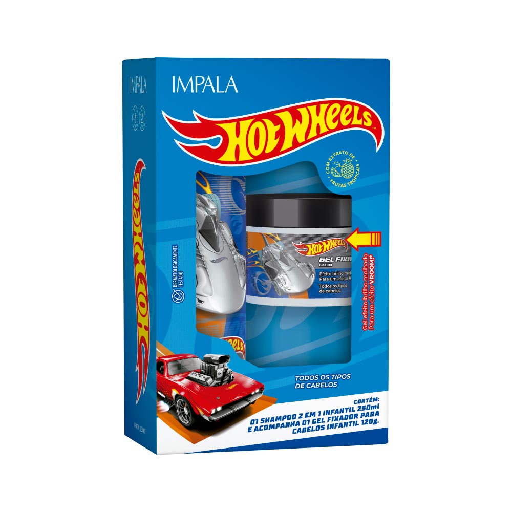 SHAMPOO+GEL FIXADOR IMPALA HOT WHEELS 250ML+120G PRATA - Preço Popular