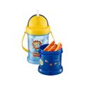 Copo Porta Snack Fisher Price 300ml Com Canudo Azul