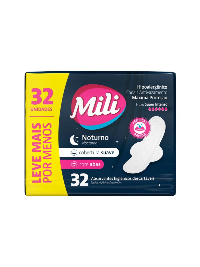 Absorvente-Mili-Noturno-Com-32-Leve--Pague--Suave-Com-Abas-Especial