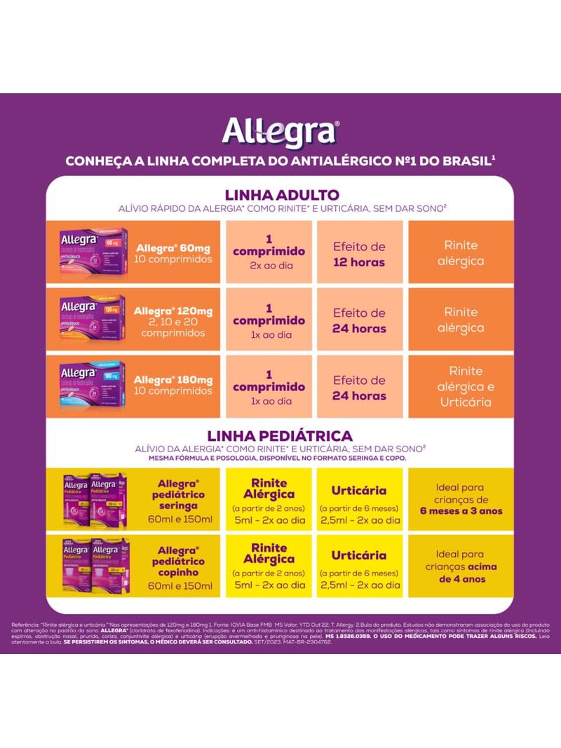 Antialergico-Allegra®-120mg-Com-10-Comprimidos