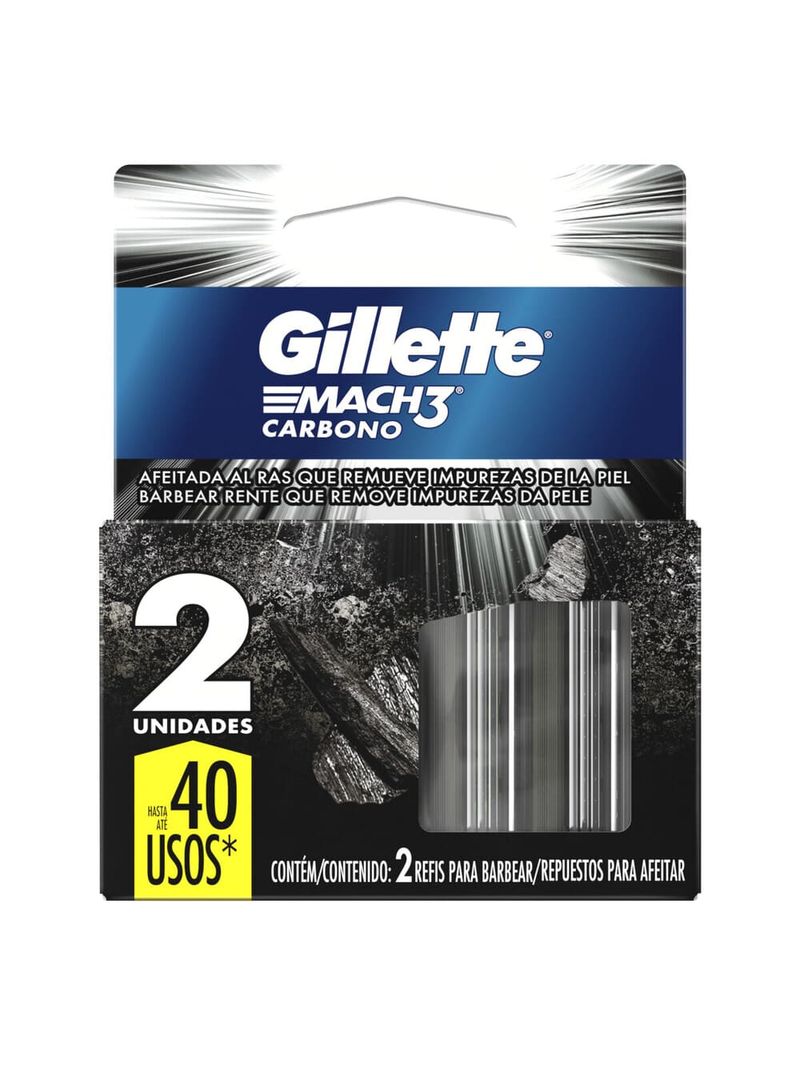 Lamina-Gillette-Barbear-Mach3-Com-2-Carbono