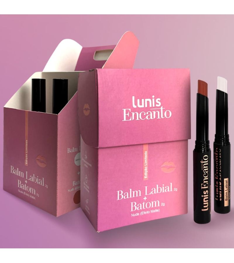 Kit-Lunis-Encanto---Batom-Nude-2g---Balm-Transparente-2g