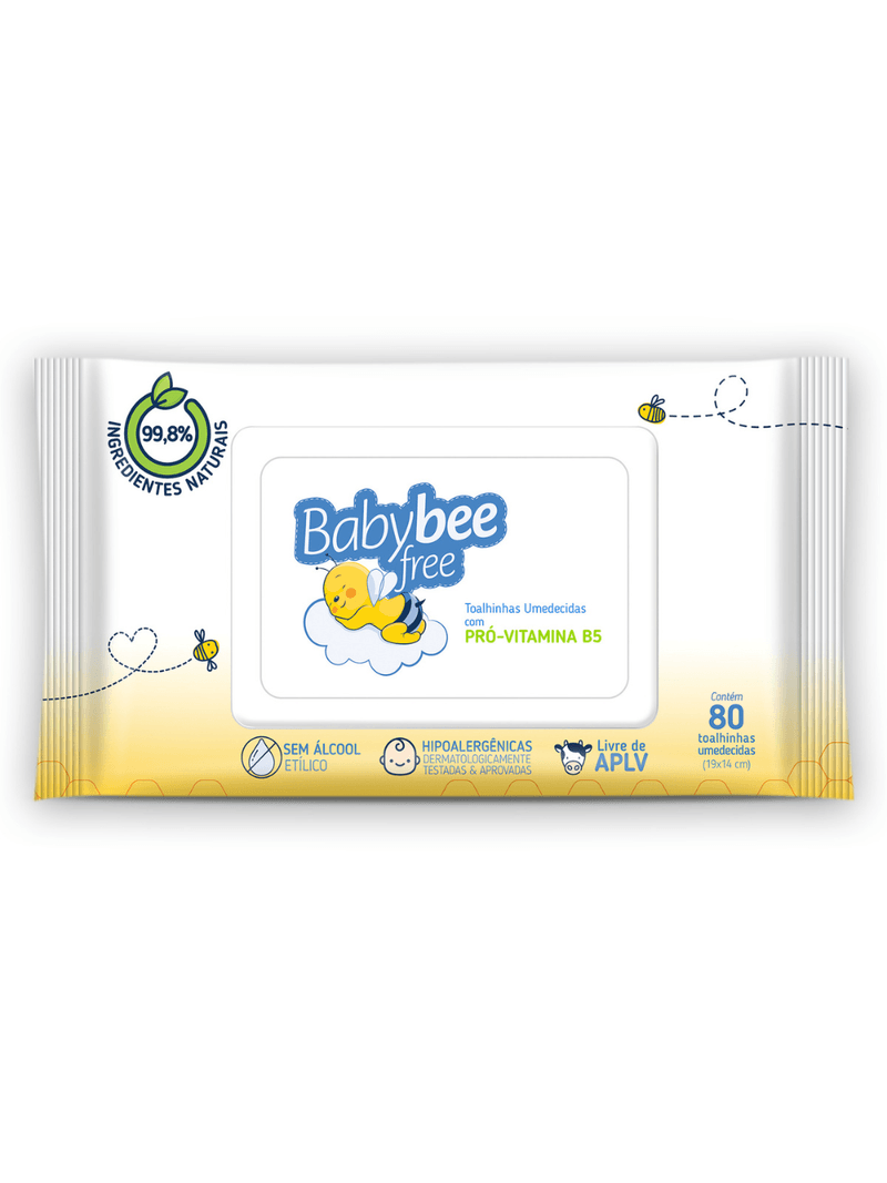 Toalha-Umedecida-Baby-Bee-Free-Com-80-Pro-Vitamina-B5