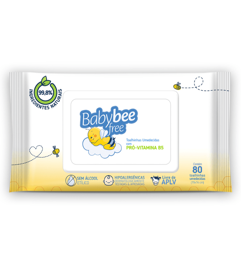 Toalha-Umedecida-Baby-Bee-Free-Com-80-Pro-Vitamina-B5