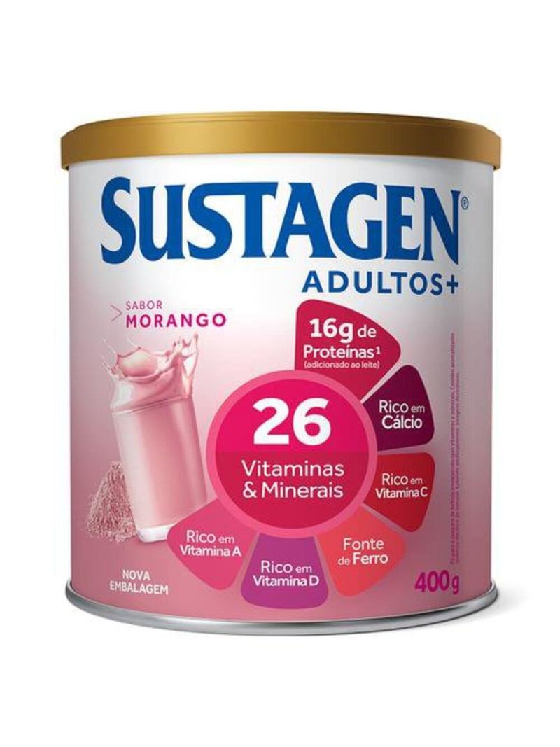 Complemento-Alimentar-Sustagen-Adultos--Sabor-Morango---Lata-400g