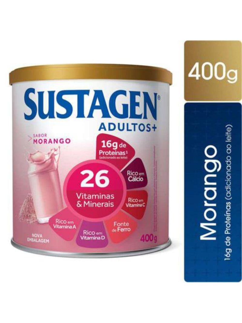 Complemento-Alimentar-Sustagen-Adultos--Sabor-Morango---Lata-400g