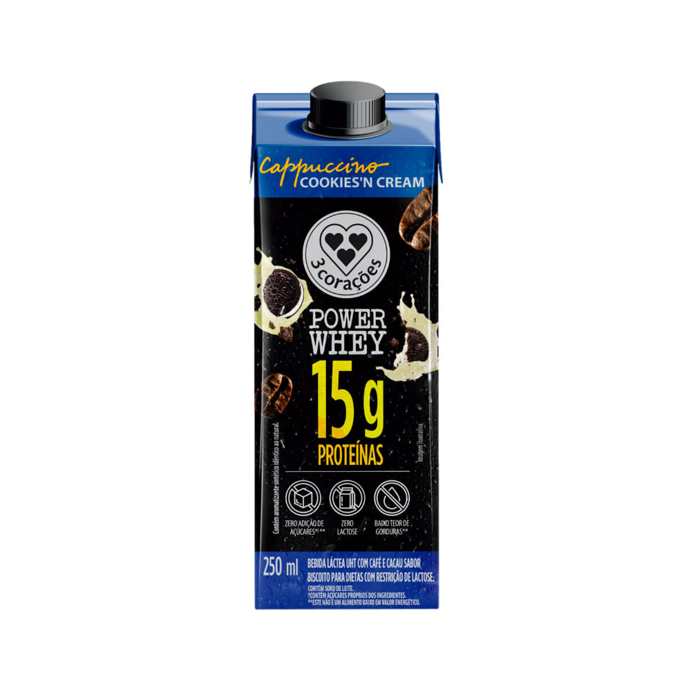 POWER WHEY 15G CAPPUCCINO 250ML COOKIES - Preço Popular
