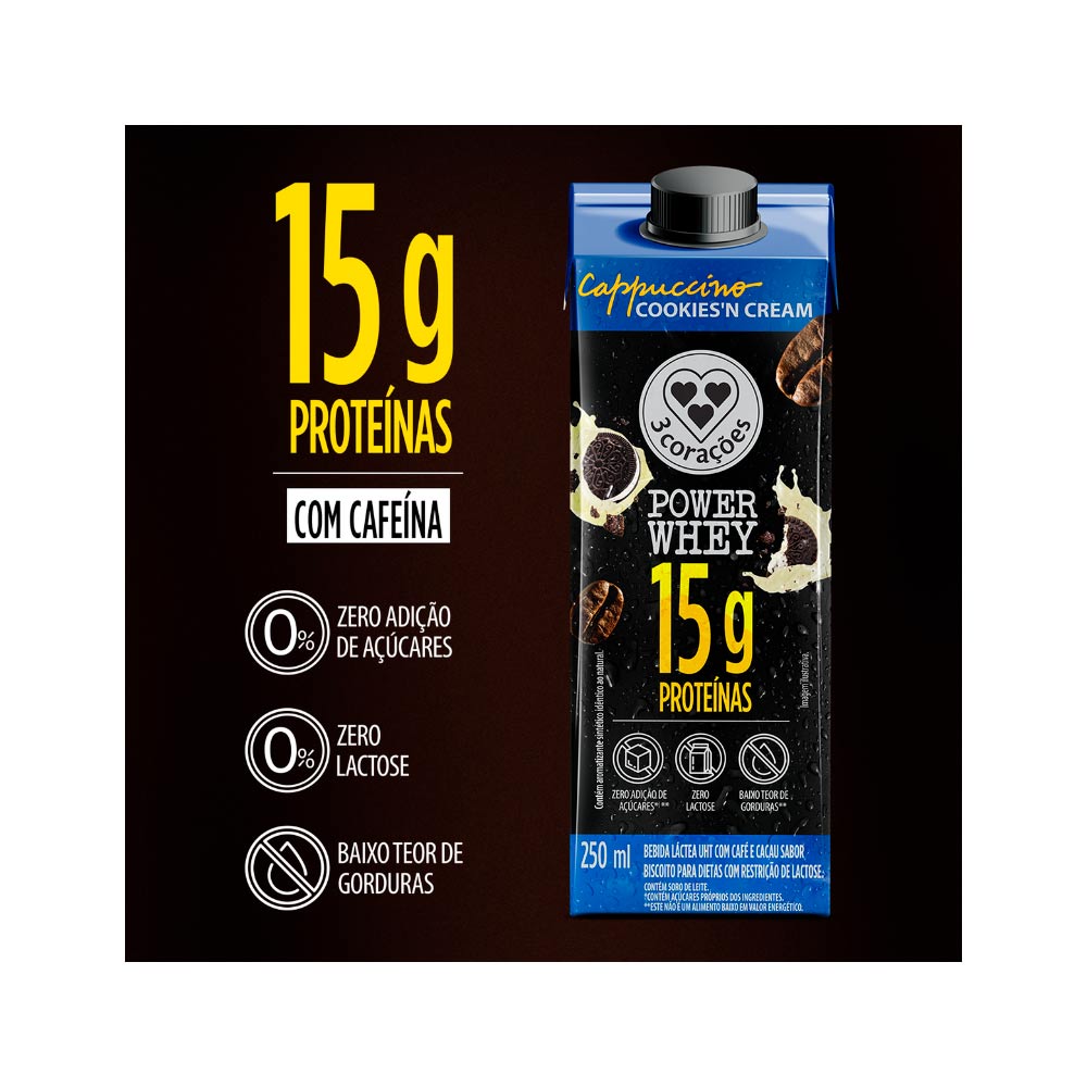 POWER WHEY 15G CAPPUCCINO 250ML COOKIES - Preço Popular