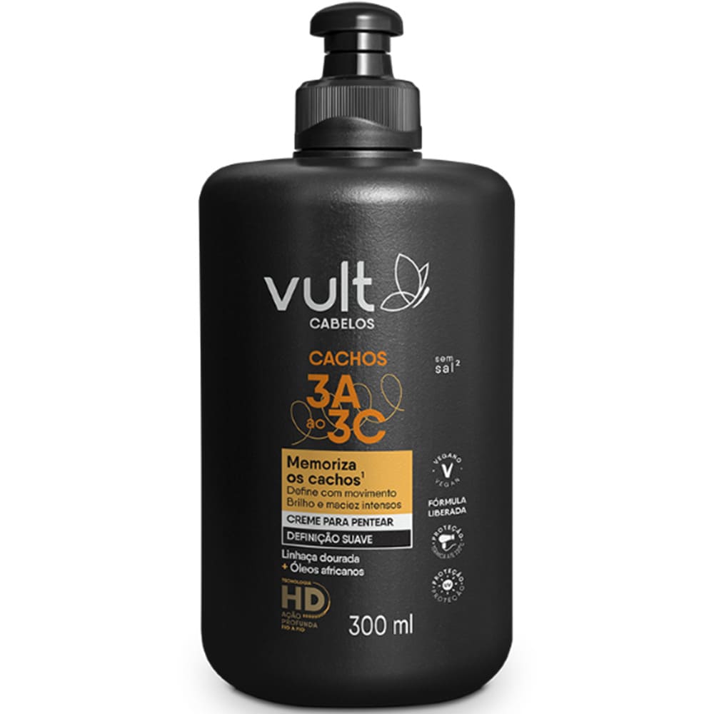 CREME PARA PENTEAR VULT CABELOS 300ML CACHOS 3A AO 3C - Preço Popular