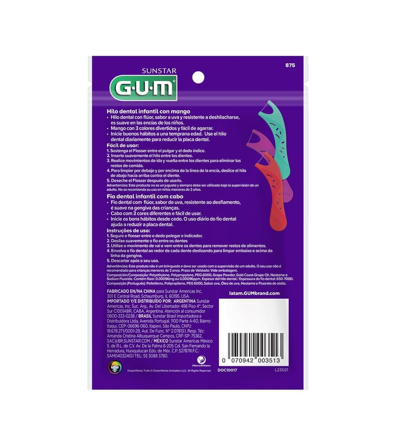 Fio-Dental-Gum-Trolls-World-Com-20-Uva-Com-Fluor