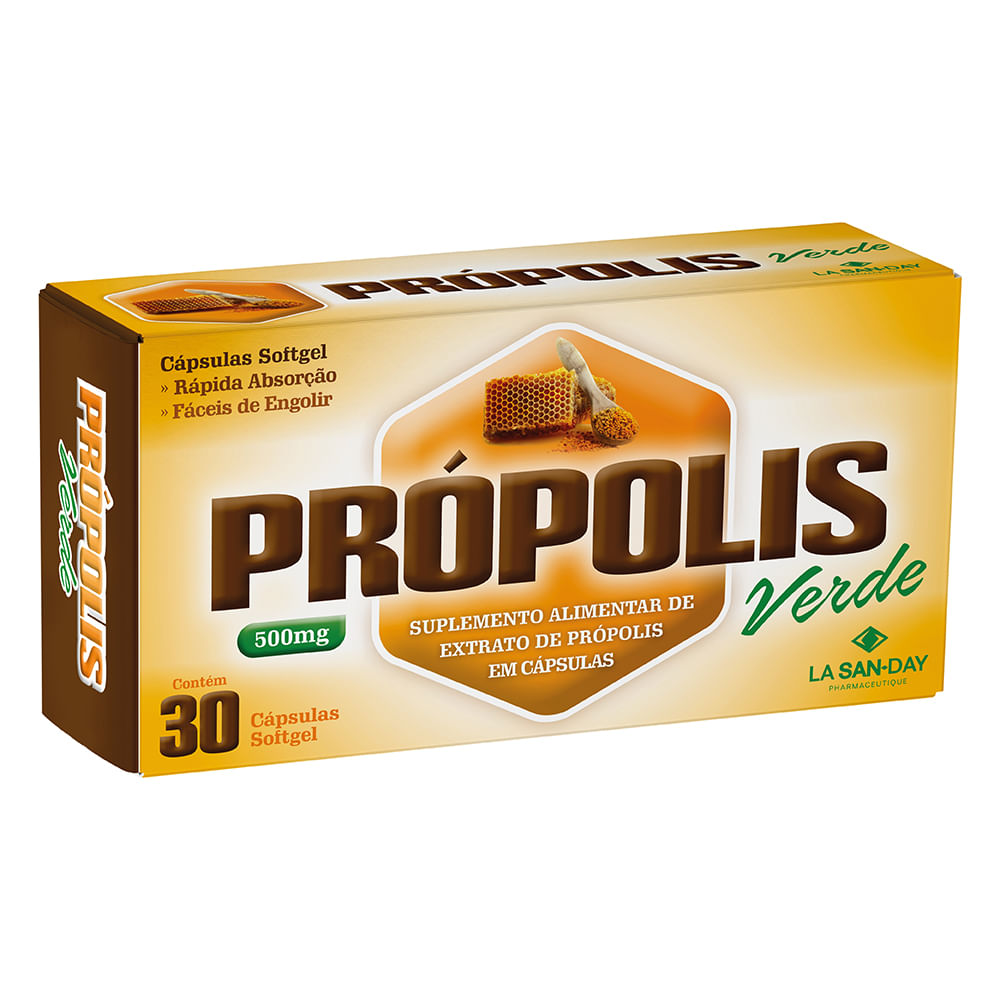 PROPOLIS VERDE LASANDAY COM 30 CAPSULAS 500MG - Preço Popular