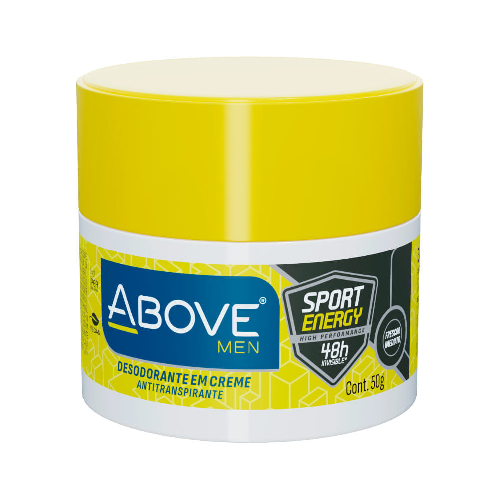 DESODORANTE ABOVE MASCULINO SPORT ENERGY 50GR CREME - Preço Popular