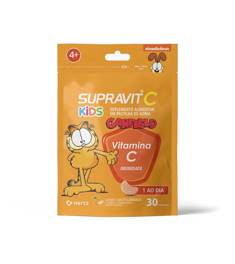 SUPRAVIT-C-GARFIELD-KIDS	C-30-GOMAS-LARANJA-IMUNIDADE