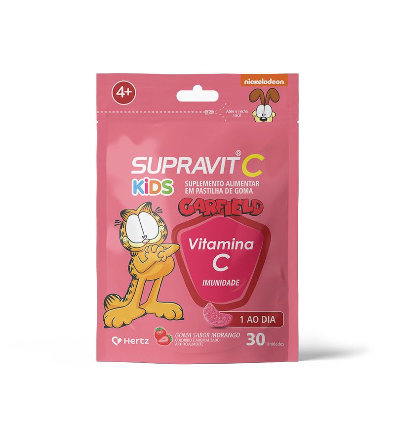 SUPRAVIT-C-GARFIELD-KIDS	C-30-GOMAS-MORANGO-IMUNIDADE