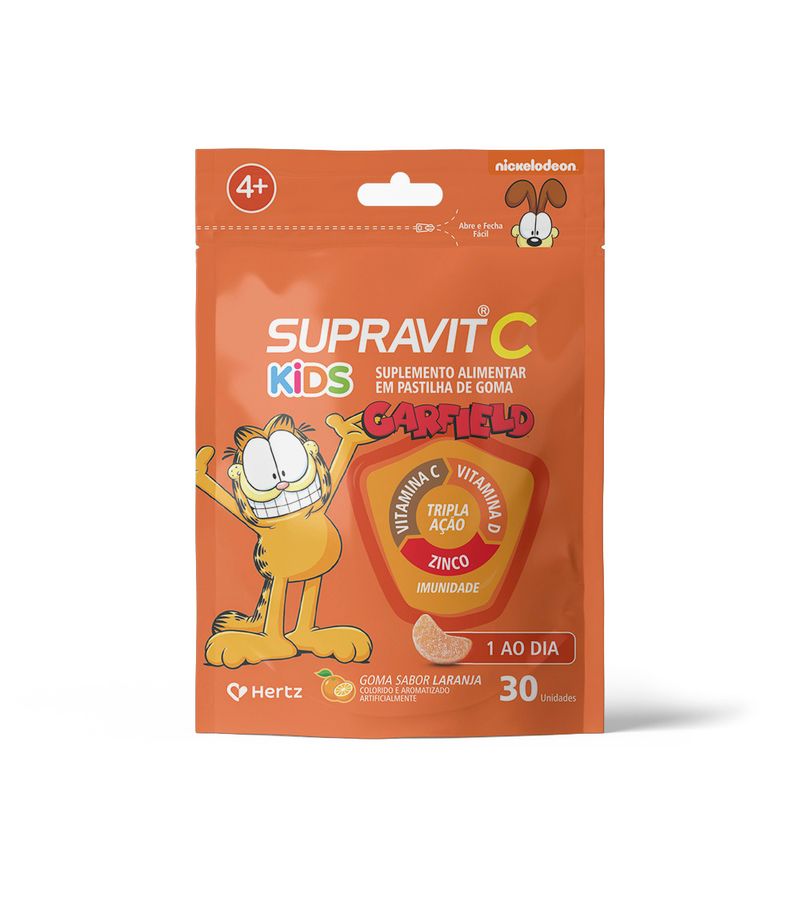 SUPRAVIT-C-GARFIELD-KIDS	C-30-GOMAS-LARANJA-TRIPLA-ACAO