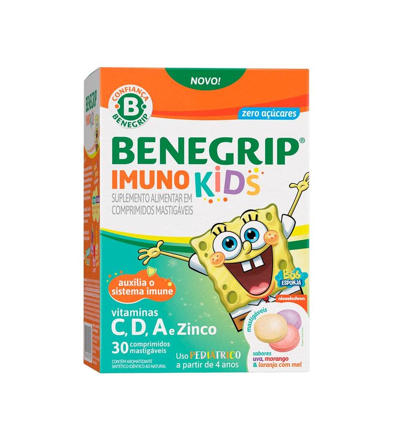 BENEGRIP-IMUNO-KIDS-COM-30-COMPRIMIDOS-MASTIGAVEIS-UVA-MORANGO-LARANJA-MEL