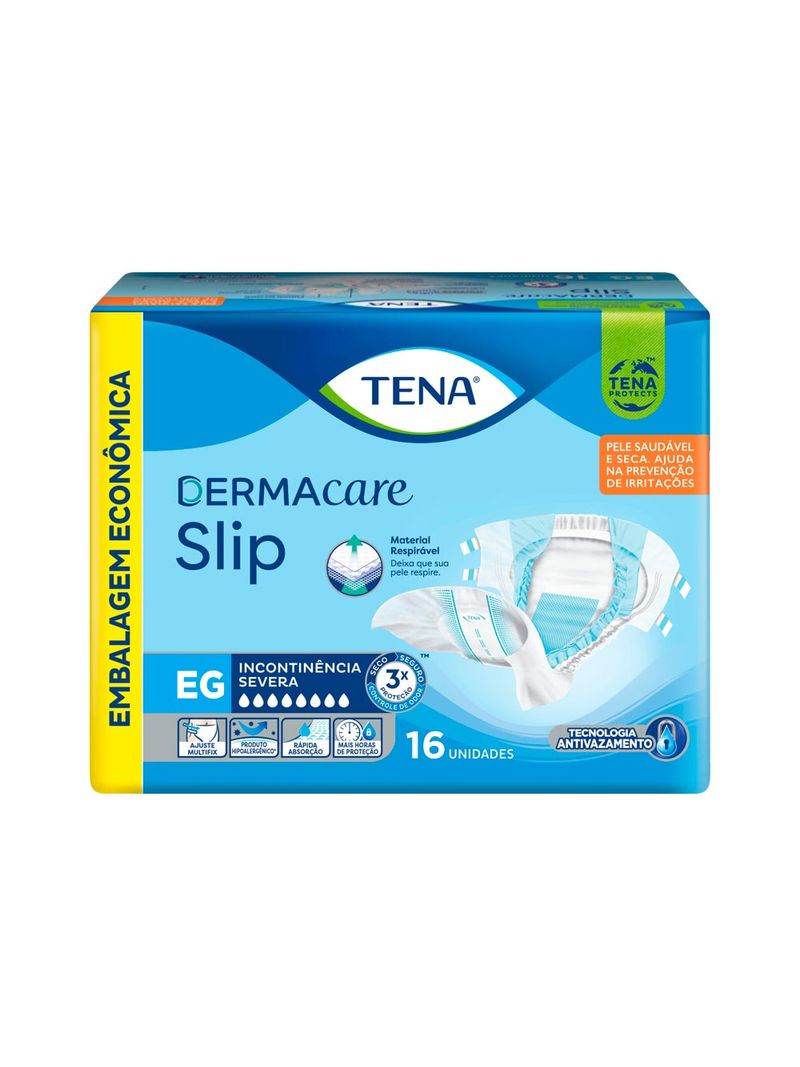 FRALDA-TENA-DERMACARE-SLIP-GER-COM-16-TAMANHO-EG-SEVERA