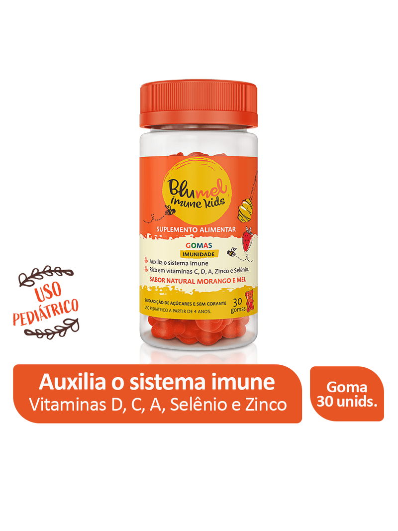 Suplemento-Alimentar-em-Gomas-Morango-e-Mel-Imunidade-Blumel-Imune-Kids-30-Gomas