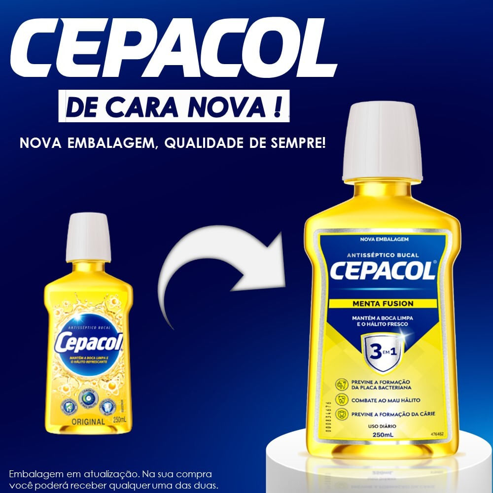 ENXAGUANTE CEPACOL BUCAL 250ML MENTA FUSION - Preço Popular