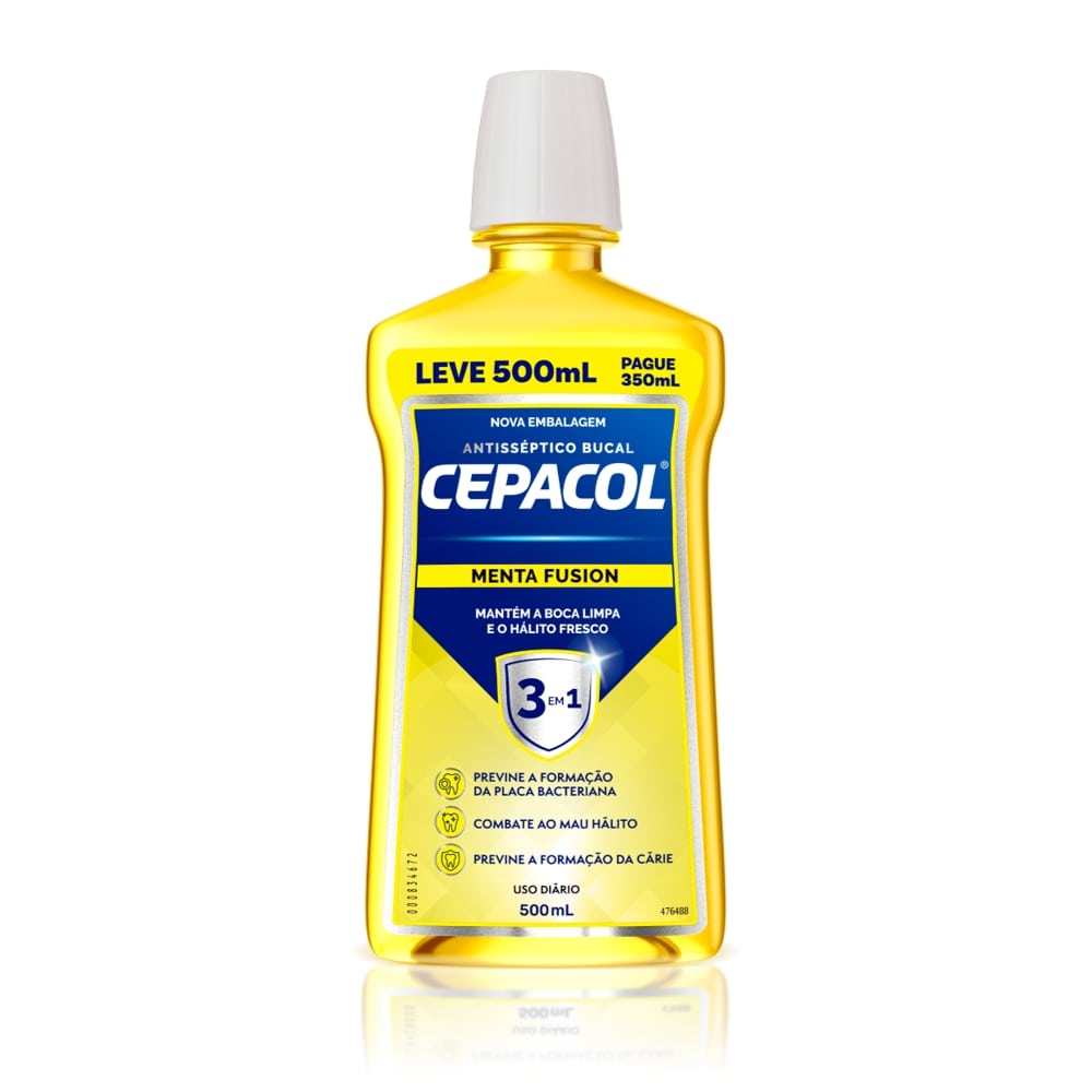 ENXAGUANTE CEPACOL BUCAL LEVE 500ML PAGUE 350ML MENTA FUSION
