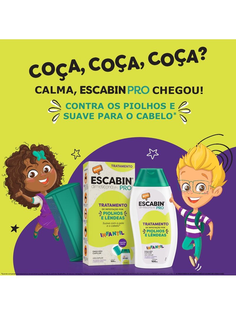 Emulsao-Capilar-Infantil-Dimeticona-4--Tratamento-de-Piolhos-e-Lendeas-Escabin-Pro-100ml-Contem-Pente