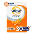 Cebion Para Levar Vitamina C Imunidade  Com 30 Comprimidos Mastigaveis  500mg+5mg Laranja