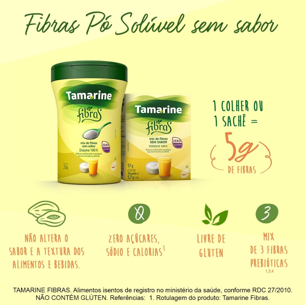 FIBRAS EM PÓ TAMARINE SEM SABOR 250G - Preço Popular