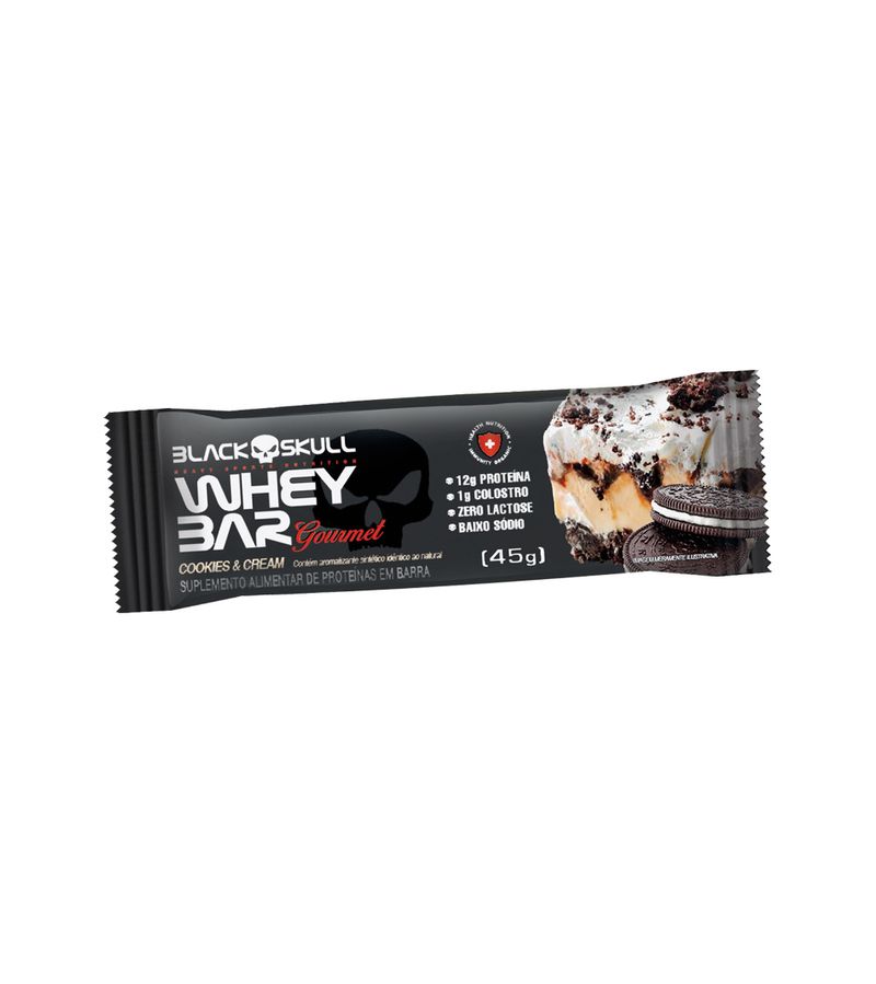 Suplemento-Alimentar-de-Proteinas-em-Barra-12g-Proteina-Cookies-e-Cream-Black-Skull-Whey-Bar-Gourmet-45g