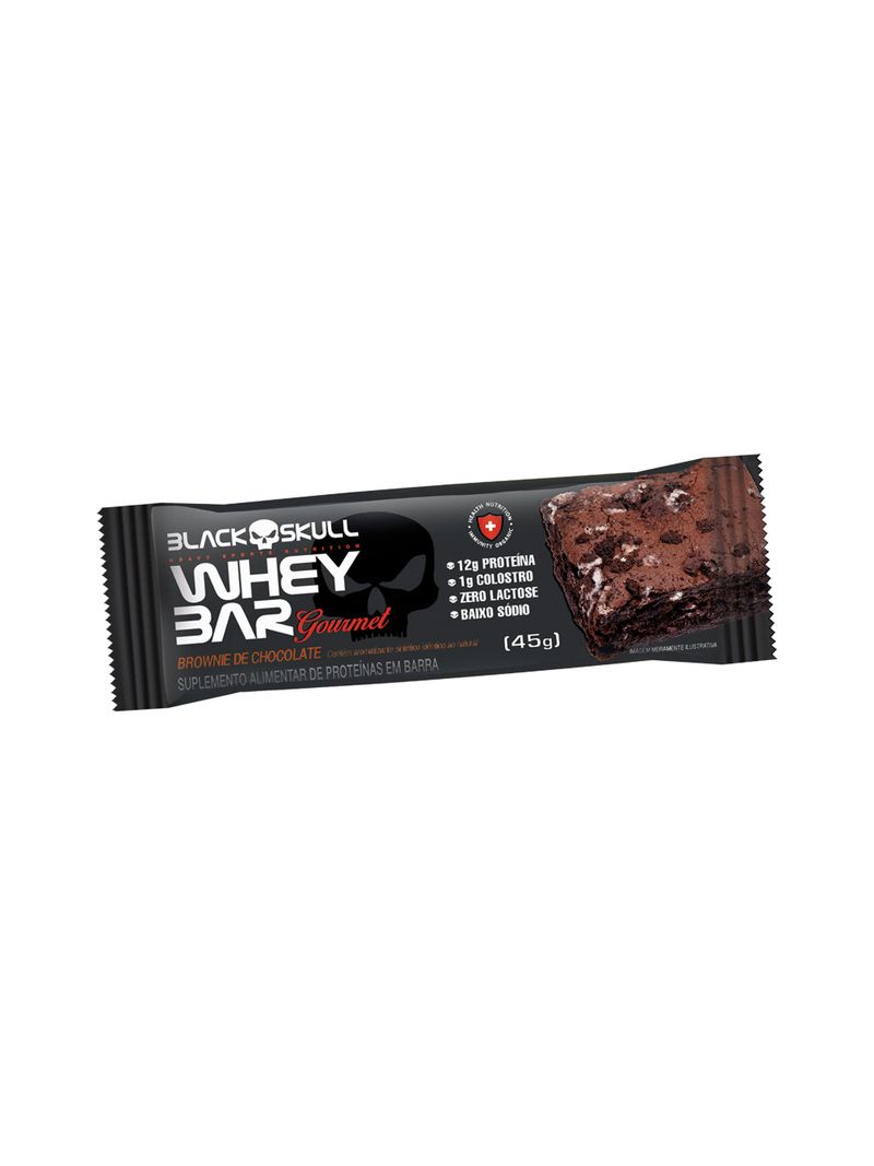 Suplemento-Alimentar-de-Proteinas-em-Barra-12g-Brownie-de-Chocolate-Black-Skull-Whey-Bar-Gourmet-45g