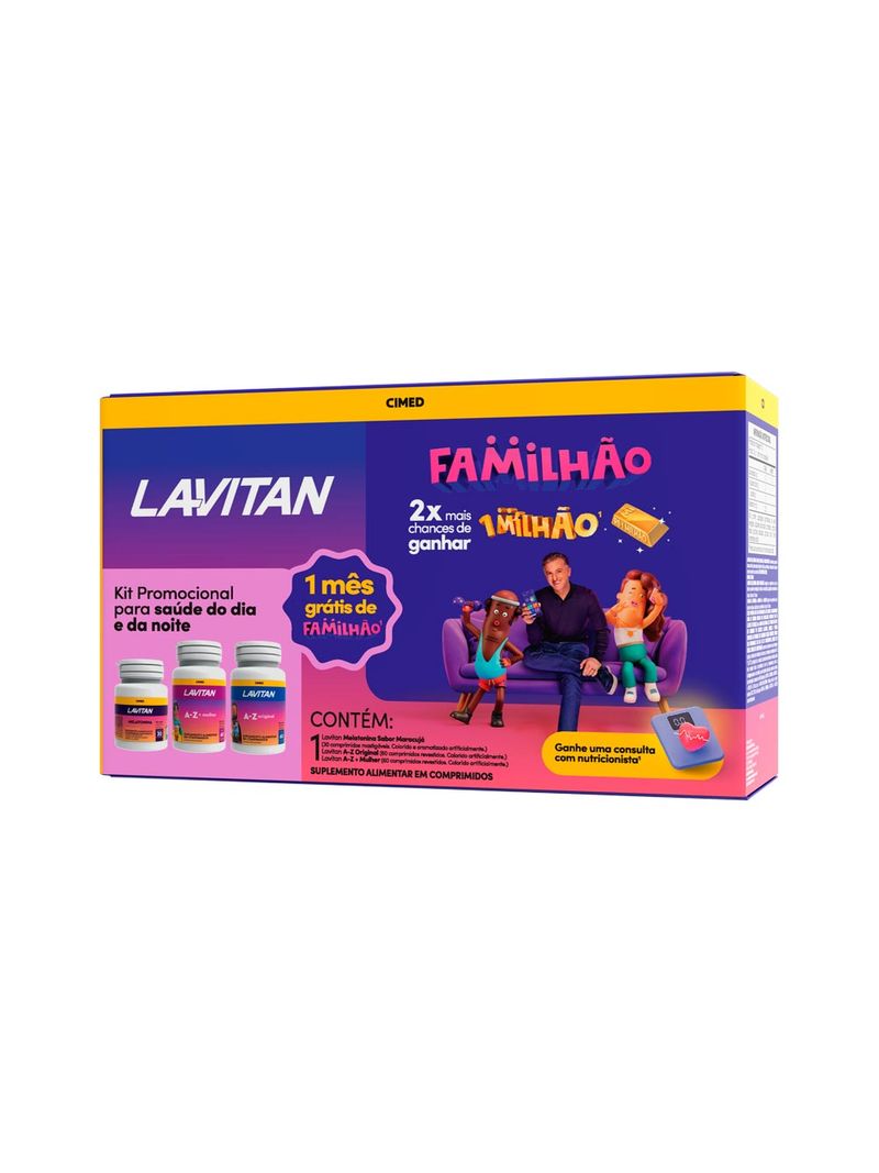 Kit-Lavitan-Familhao-Dia-E-Noite-Com-30-Comprimidos-Mastigaveis-Sabor--Maracuja---60-Comprimidos-Revestidos---60-Comprimidos-Revestidos--Especial---Enter-