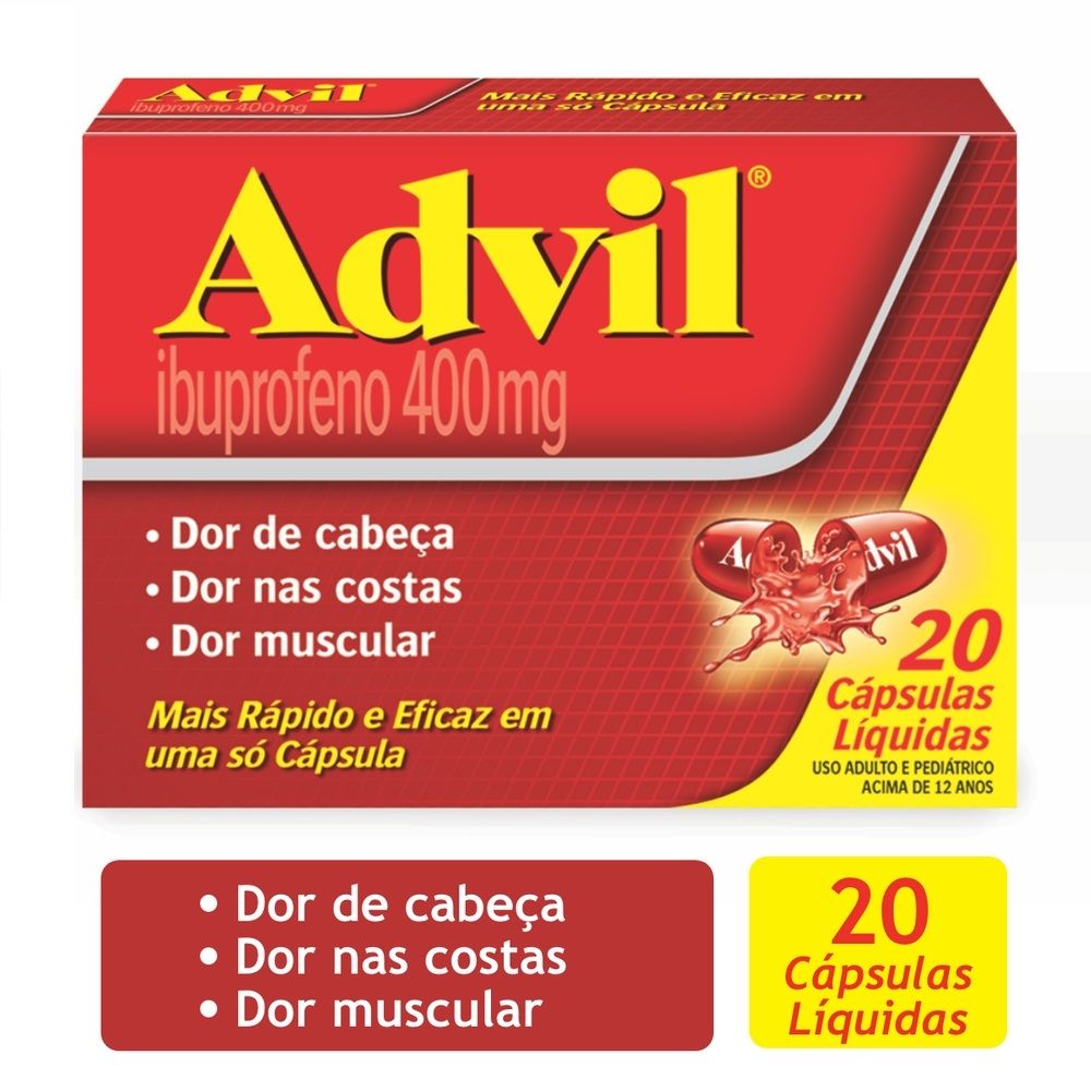 ADVIL ALÍVIO RÁPIDO DA DOR DE CABEÇA E ENXAQUECA COM IBUPROFENO 400MG ...