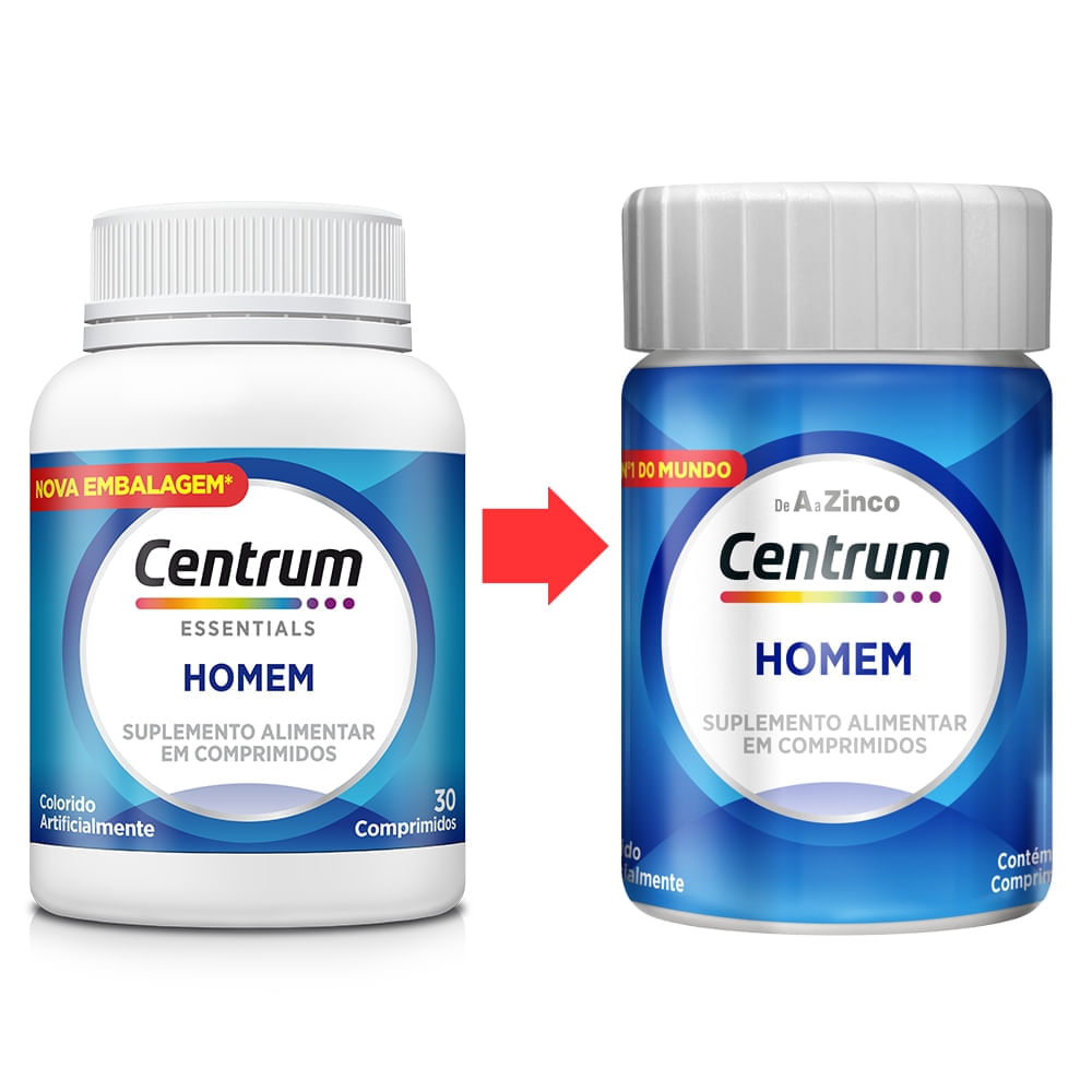 CENTRUM HOMEM POLIVITAMÍNICO VITAMINAS DE A A Z 30 COMPRIMIDOS - Preço ...