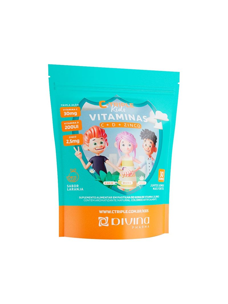 Vitamina-C---Vitamina-D---Zinco-Em-Gomas-30-Unidades-Sabor-Laranja-C---Triple-Kids-Divina-Pharma