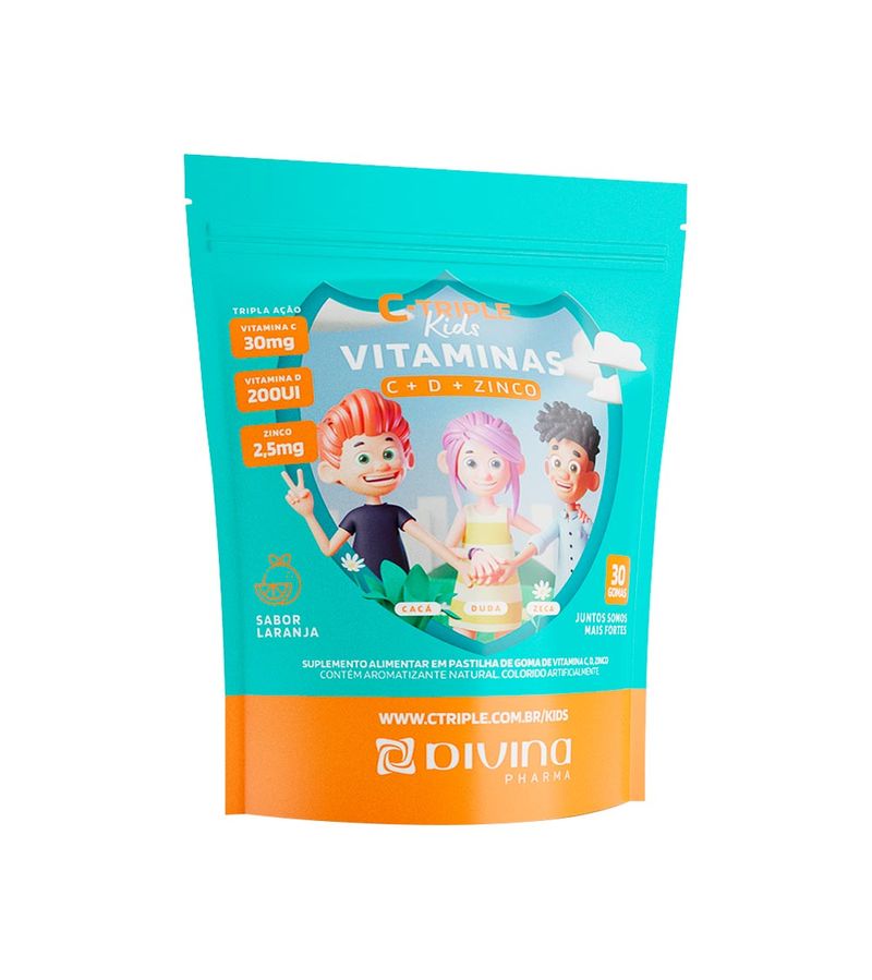 Vitamina-C---Vitamina-D---Zinco-Em-Gomas-30-Unidades-Sabor-Laranja-C---Triple-Kids-Divina-Pharma