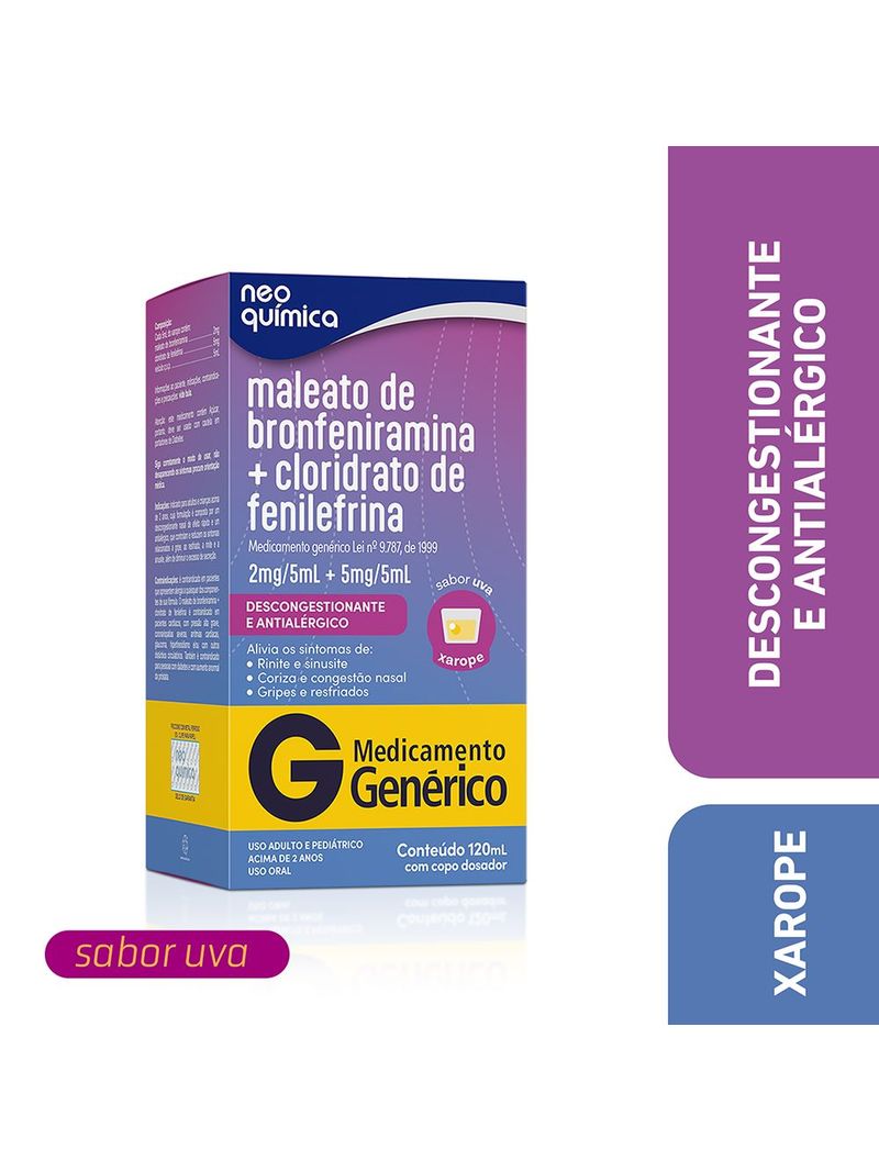 Bronfeniramina-fenilefrina-Neo-Quimica-120ml-2-5mg-5ml-Sabor-Uva--Generico