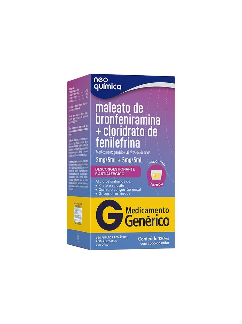 Bronfeniramina-fenilefrina-Neo-Quimica-120ml-2-5mg-5ml-Sabor-Uva--Generico