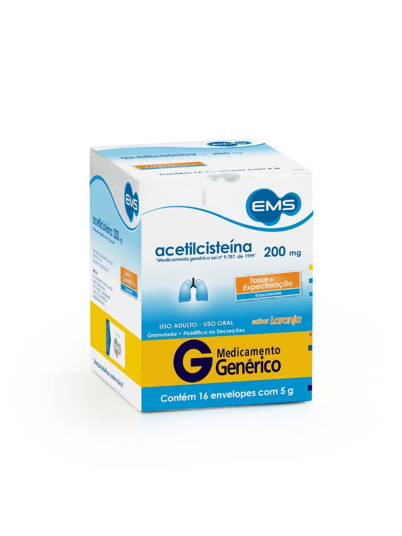 Acetilcisteina-Ems-200mg-Com-16-Envelopes-De-5g