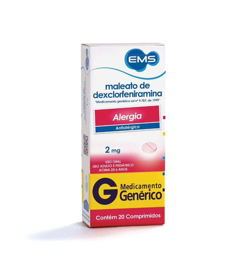 Dexclorfeniramina-Ems-2mg-Com-20-Comprimidos